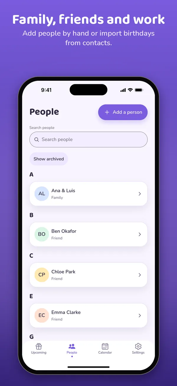 People: family, friends and work