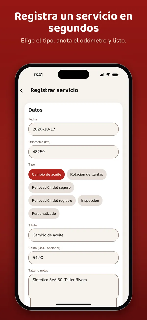 Registra un servicio en segundos