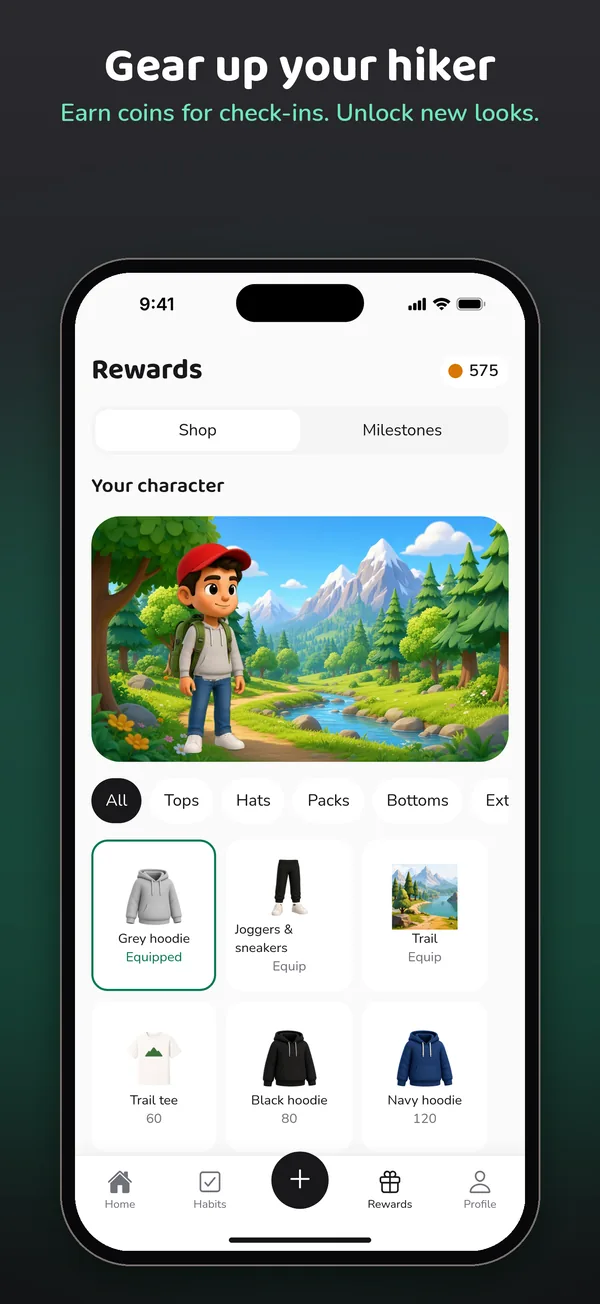 Rewards: gear up your hiker