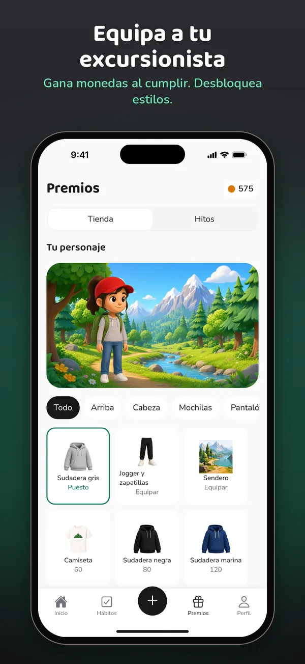 Recompensas: equipa a tu excursionista